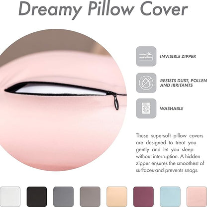 PILLOWY Premium Microbead Bed Pillow, Small Extra Fluffy But Supportive - Ultra Comfortable Sleep with Silk Like Anti Aging Cover 85% Spandex/ 15% Nylon Breathable, Cooling Cream Peach