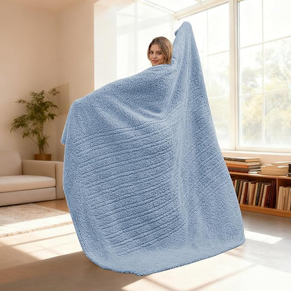 Electric Heated Blanket Full Size 72"×84" with 6 Heating Levels & 1-10Hs Auto Off, Heating Blanket Double Sided Plush Sherpa, Fast Heating, Machine Washable for Christmas Gift - Light Blue