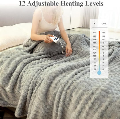 Heated Blanket Full,Electric Flannel Blanket,Heating Blanket with ETL & FCC & 12 Heating Levels & Auto Shut Off，Machine Washable -74"x84"