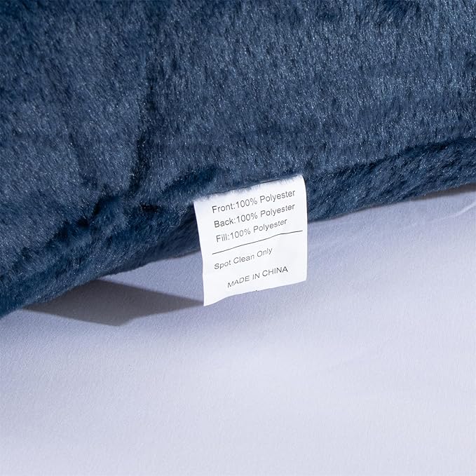 A Nice Night Faux Fur Reading Pillow Bed Wedge Large Adult Children Backrest with Arms Back Support for Sitting Up in Bed/Couch for Bedrest,Navy