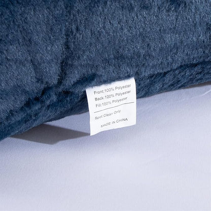 A Nice Night Faux Fur Reading Pillow Bed Wedge Large Adult Children Backrest with Arms Back Support for Sitting Up in Bed/Couch for Bedrest,Navy