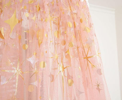 Disney Princess Kids Bed Canopy Curtains for Ceiling, Hanging Mosquito Netting Cover for Reading Nook, Sleeping Tent | Fairytale Playroom Accessories, Home Decor Room Essentials