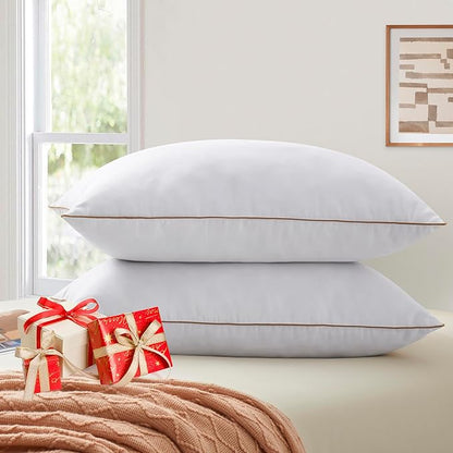 Bafode Goose Feather Bed Pillows, Standard Size Set of 2, HotelPillows for Sleeping, Soft Down Alternative Pillows 20x26