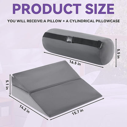 ROYALAY Travel Wedge Pillow for Sleeping, Adjustable Portable Wedge Pillow for Travel, Leg Elevation Body Positioner for Chair, Bed, Travel, Camping