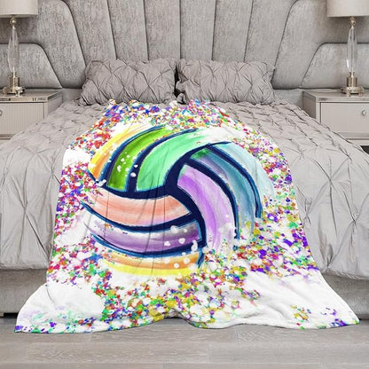 Volleyball Blanket Gifts - 30"x40" Sports Throw Blanket for Adults, Kids - Colorful Soft Plush Throws for Couch & Travel