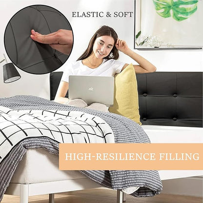 BCU Headboard Pillow Twin XL Upholstered Comfy Back Rest Pillow Bed Wedge Pillow for Headboard in College Dorm Bed Sofa Reading Chair, Black