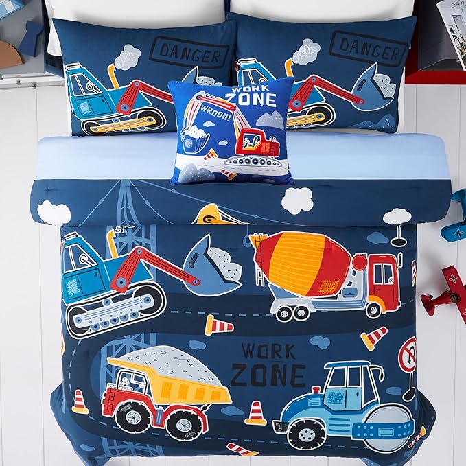 Kids Comforter Set Full Size for Boys, Glow in The Dark Truck Bedding Set 1 Comforter, 1 Decor Pillow, 2 Pillow Shams