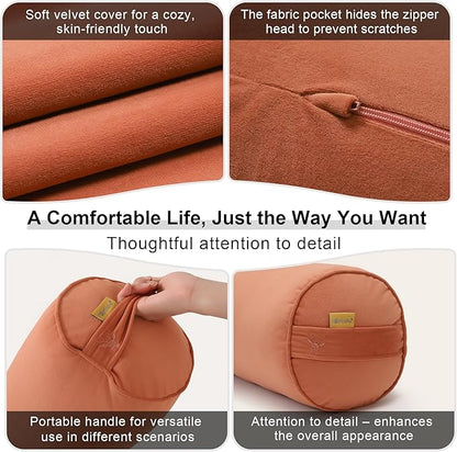 Cuddle Pillow – Body Pillow for Adults, Long Bolster Pillow for Bed, Soft & Supportive for Restful Sleep,39 x 7.87 Inches,Amber Orange