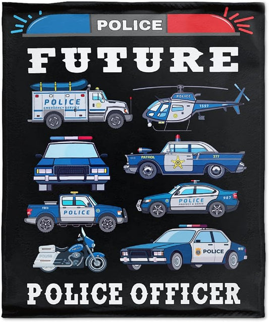Police Car Blanket for Boys Kids Police Car Lovers Soft Plush Warm Cartoon Car Blanket for Couch Bed Sofa Decor Birthday Police Blanket Police Gifts 90"x120"-XL
