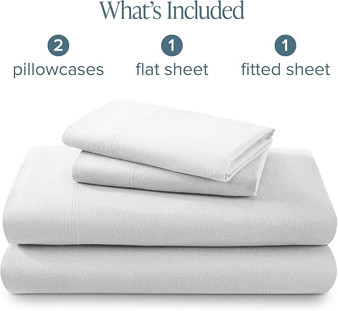 Bare Home Flannel Sheet Set 100% Cotton, Velvety Soft Heavyweight - Double Brushed Flannel - Deep Pocket (Full, Cloud Grey)
