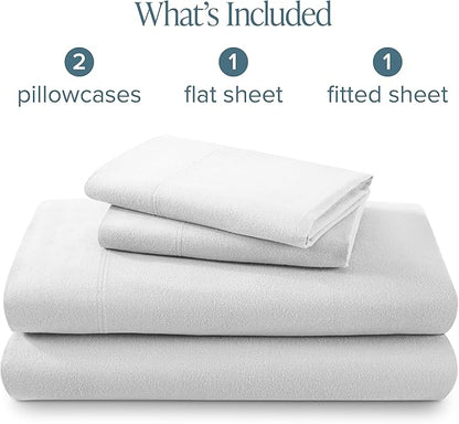 Bare Home Flannel Sheet Set 100% Cotton, Velvety Soft Heavyweight - Double Brushed Flannel - Deep Pocket (Twin, Cloud Grey)