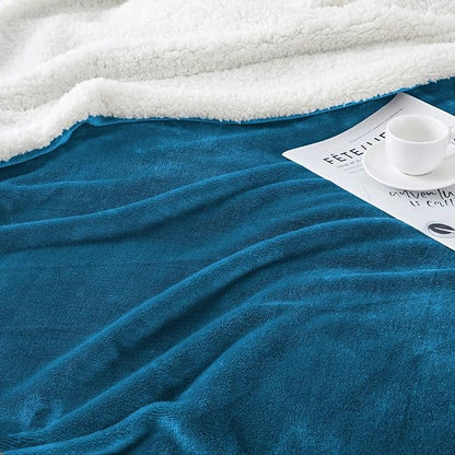 IR Imperial Rooms Sherpa Fleece Throw Blanket Twin Size for Couch - Thick and Warm Fluffy Teal Blankets for Winter, Soft and Fuzzy Twin Blanket for Bed, 60x80 Inches