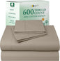 California Design Den Luxury Queen Size Sheet Set - 100% Cotton, 600 Thread Count Deep Pocket Queen Sheets, Hotel-Quality Bedding with Sateen Weave (Cool Taupe)