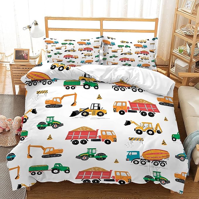 CVHOUSE Queen Size Tractor Bedding Set, Comforter & 2 Pillowcases, Boys Kids Teens Room Decor