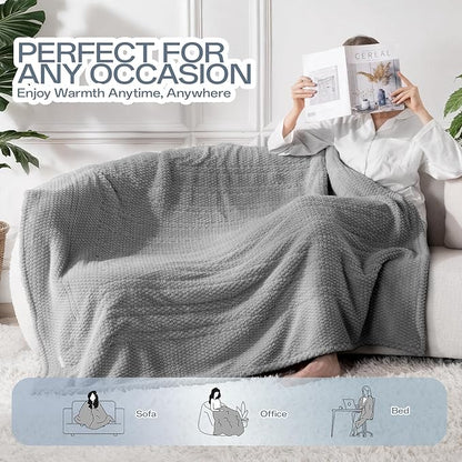 Heated Blanket Electric Throw, 50" x 60" Heated Blanket with 8 Heat Levels & 8 Hours Auto Off, Fast Heating Sherpa Blankets Machine Washable with ETL & FCC Certified, Grey
