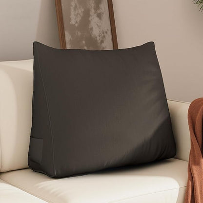 WOWMAX Back Pillow for Bed Sitting up-Bed Wedge Pillow Back Support Pillows for Bed & Sofa Couch, 85% Linen 15% Cotton Blend, Medium Gray