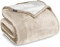 Bare Home Sherpa Fleece Blanket - Full/Queen Size - Blanket for Bed, Sofa, and Couch - Warm & Lightweight - Fluffy & Soft - Reversible (Full/Queen, Oyster)