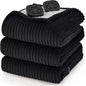 Bedsure GentleSoft Electric Blanket King Size - Soft Ribbed Flannel Heated Blanket with Dual Control, Heating with 10 Heat Settings & 10 Time Settings, 8 hrs Timer Auto Shut Off (90x100 inches, Black)