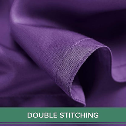 Queen Pillowcases by Pure Bamboo, Genuine 100% Organic Viscose Derived from Bamboo, Luxuriously Soft & Cooling, Double Stitching, Envelope Closure (2 Queen Pillowcases, Purple)