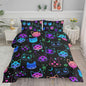 Axolotl Cat Comforter Set Twin,Kawaii Trippy Cat Moon Stars Bedding Set with 1 Comforter 2 Pillowcases for Kids Boys Girls Teens Adults Room Decor All Season,Colorful Neon Trippy Bed Set