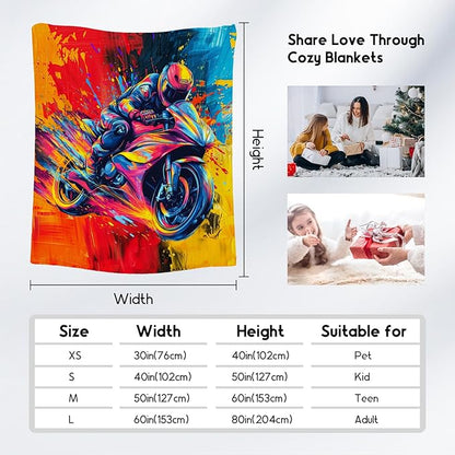 Boys Blankets - Motorcycle Blanket Gifts for Toddlers Kids - 40x50 Inches Comfy Lightweight Flannel Dirt Bike Throw for Sofa Office