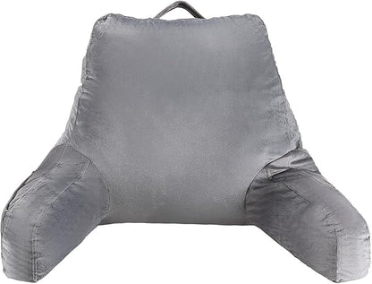 VEVOR Reading Pillow, Standard Size Back Pillow for Bed Sitting Up with 3 Pockets, Sitting Pillow for Bed with Shredded Memory Foam, Bed Chair Pillow for Watching TV, Reading, Gaming, Resting, Grey