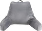 VEVOR Reading Pillow, Standard Size Back Pillow for Bed Sitting Up with 3 Pockets, Sitting Pillow for Bed with Shredded Memory Foam, Bed Chair Pillow for Watching TV, Reading, Gaming, Resting, Grey