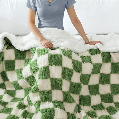 Electric Heated Blanket Full Size 72"×84" with 6 Heating Levels & 1-10Hs Auto Off, Checkered Plaid Heating Blanket Double Sided Sherpa, Fast Heating, Machine Washable for Christmas Gift Light Green