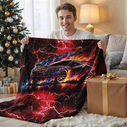 Kids Blanket for Boys Racing Blankets Cars Theme Gift, Cool Cozy Soft 60 x 50 Inches Flannel Throws for Bed Travel Sofa Living Room Decor