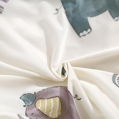 SDIII Cute Elephant Comforter Set Full 3 Pieces, Silky Breathable Microfiber and Spandex, Full Size Elephant Bedding Set for Boys Girls Kids Teens