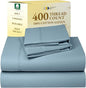 California Design Den Full Size Bed Sheets Set - Soft 400 Thread Count Sateen, Natural 100% Cotton Sheets with Deep Pockets, Breathable, and Durable Bedding Set - Sky Blue