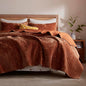 LEAONME Velvet Quilt King Size 98''x106'', Lightweight Burnt Orange Velvet Comforter Set with 2 Matching Shams, Soft Cross Stitch Bedspread Coverlet Bedding Set for All Season