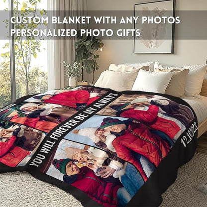 Yoke Style Ships Next Day, Custom Blanket with Photos Text, Picture Blankets Customized for Couple Gifts, Personalized Blankets and Throws Birthday Gift for Mom Dad Girlfriend Boyfriend Women Men