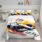 Racing Car Comforter Set Extreme Sports Printed Bedding Set with 1 Comforter and 2 Pillowcases for Boys and Girls Bedroom All Season(Car Twin)