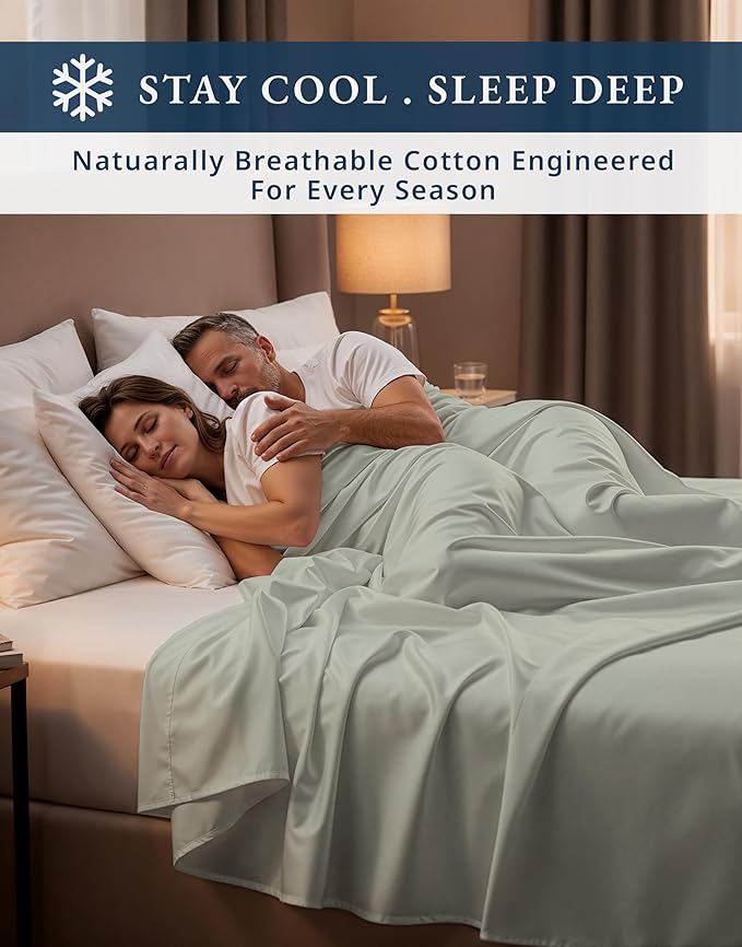 LANE LINEN 100% Egyptian Cotton Bed Sheets sábanas Twin Extra Long, Soft & Comfy Luxury Hotel Like Thick Bedding Sheets & Pillowcase Set, Machine Wash Naturally Cooling - Mineral