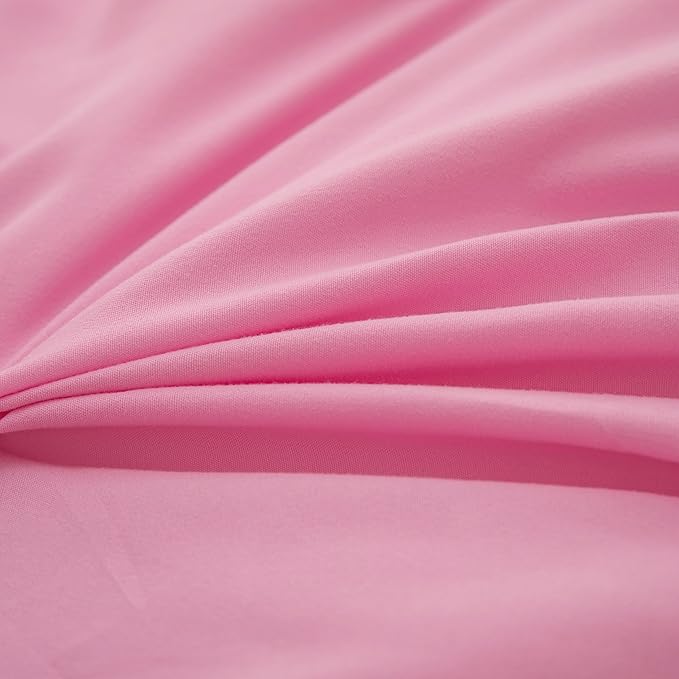 MWMWMW 5 Pcs Girls Pink Comforter Set Twin, Pink Ruffle Princess Bedding Set, Girls Bedding Set Twin with 1 Comforter, 1 Flat Sheet, 1 Fitted Sheet & 2 Pillowcases