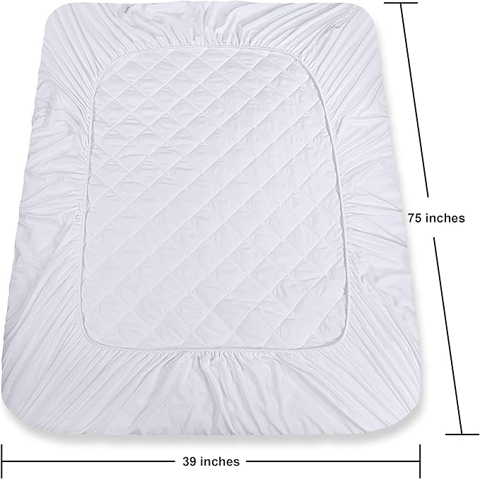 Utopia Bedding Quilted Fitted Mattress Pad, Twin Size, Elastic Fitted Mattress Topper Protector and Cover Stretches up to 16 Inches Deep, Machine Washable (White, Pack of 10)