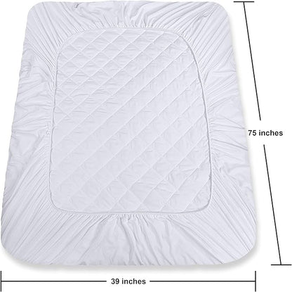 Utopia Bedding Quilted Fitted Mattress Pad, Twin Size, Elastic Fitted Mattress Topper Protector and Cover Stretches up to 16 Inches Deep, Machine Washable (White, Pack of 10)
