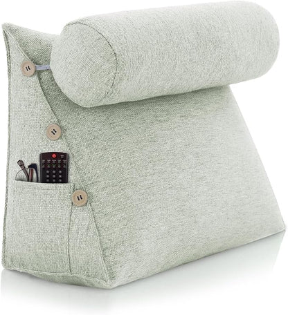 Bed Wedge Reading Pillow, Adjustable Reading Throw Cushion Triangular Pillow Wedge Couch Pillow for Lumbar Neck Back Support Pillow with Removable Linen Cover
