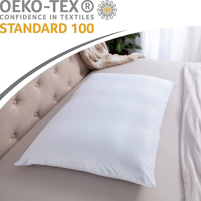 PILLOWY Premium Microbead Bed Pillow, X-Large Extra Fluffy But Supportive - Ultra Comfortable Sleep with Silk Like Anti Aging Cover 85% Spandex/ 15% Nylon Breathable, Cooling Barely Beige