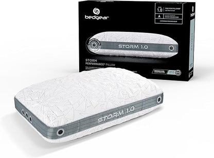 Bedgear Storm Performance Pillow – 1.0 - Cooling Bed Pillow for Hot Sleepers - Medium Firmness Pillow for All Sleep Positions, Washable & Removable Cover - 20" W x 26" L x 5.25" H