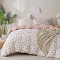 Queen Duvet Cover Set Floral Luxury Soft Brushed Microfiber Crinkle Gauze Fabric 3 Pieces Bedding Set Flower Pattern Queen Duvet Cover with Zipper Closure Breathable Comfy