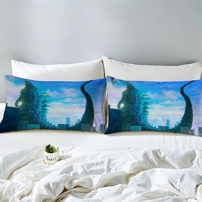 Duvet Cover Set Queen King Size Dinosaur Comforter Cover Bedding Set 3D Cartoon Microfiber 1 Piece Duvet Cover with Zipper Closure 2 Pieces Pillow Shames No Comforter (Dino32, Full/Queen)