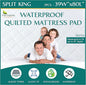 Split King Size Waterproof Mattress Pad - Fitted Mattress Protector with Quilted Pillow Top Mattress Topper - Quality Hypoallergenic Mattress Cover (39x80 x 2pcs) for Split Mattresses