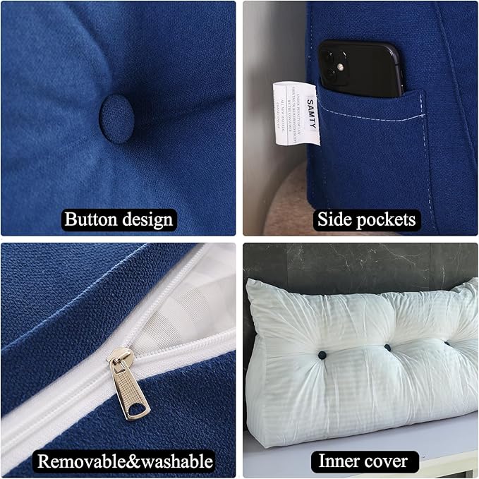 SAMTY Triangular Wedge Pillow headboard King Size for Couch Large headboard Pillow with Removable Cover Back Rest Pillows for Sitting up in Bed