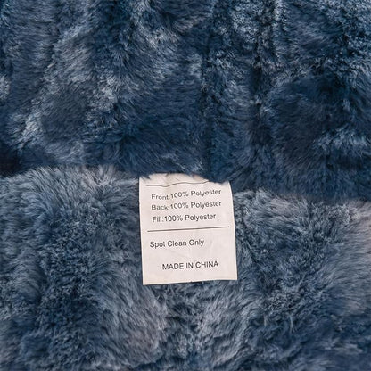 A Nice Night Faux Fur Soft Reading Pillow Bed Wedge Adult Backrest with Arms Back Support for Sitting Up in Bed/Couch for Bedrest,Tie Dyed Navy,Large
