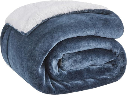 Bedsure GentleSoft Sherpa Fleece Throw Blanket for Couch - Thick and Warm Throw for Women and Men, Soft Fuzzy Plush Blanket for Winter, Slate Blue, 50x60 Inches