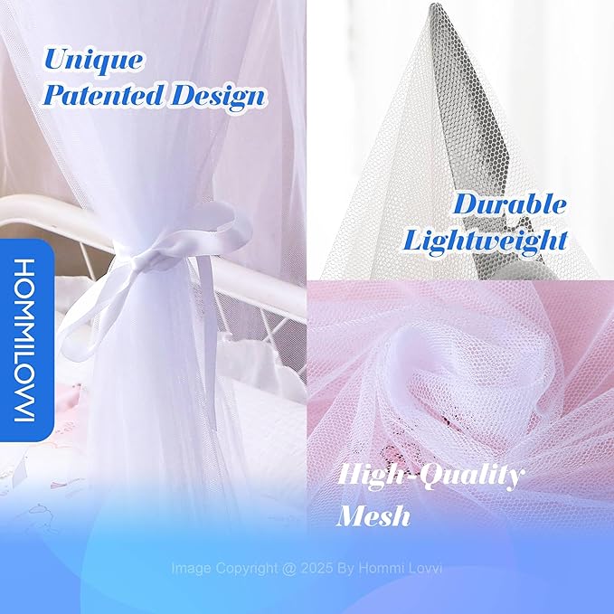White Bed Canopy for Girls with Stars Lights, Princess Canopy Bed Curtains for Twin, Full, Queen Size Bed Hanging Canopy for Girls Room Decor, Kids Sheer Canopy Curtain