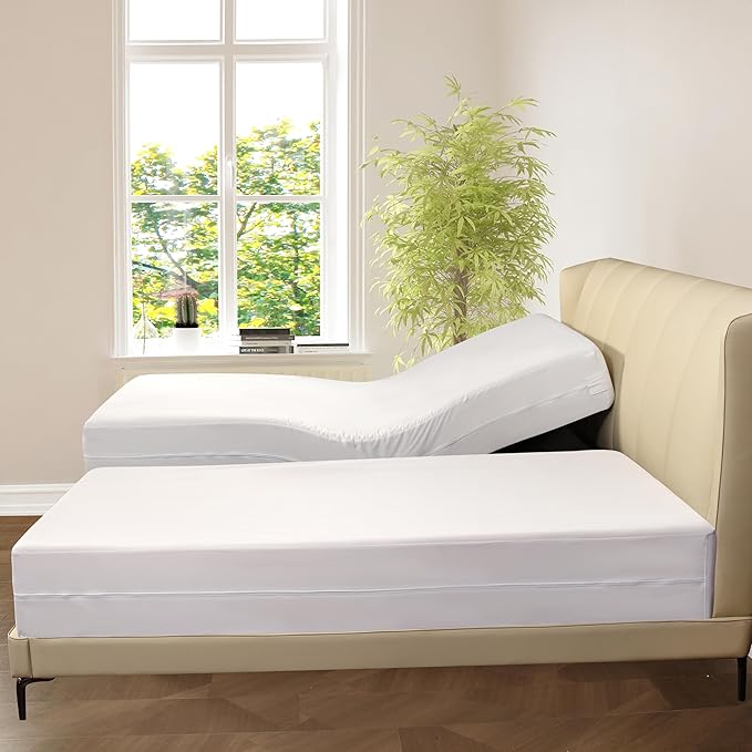 Split Queen Size Waterproof Mattress Pad - Fitted Mattress Protector with Quilted Pillow Top Mattress Topper - Premium Quality Hypoallergenic Mattress Cover (30x80 x 2 pcs) for Split Mattresses
