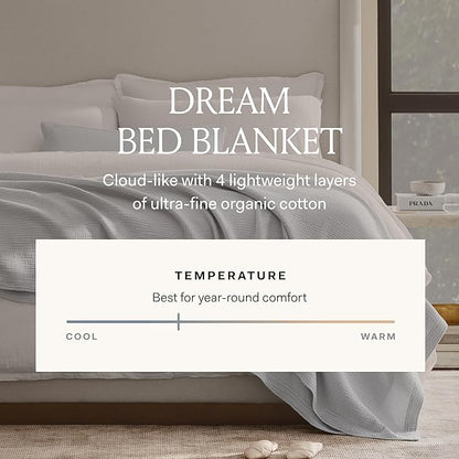 BOLL & BRANCH Dream Bed Blanket - Twin/Twin XL, Mist - Luxury 100% Organic Cotton - Soft, Lightweight and Breathable - Cloud-Like Touch
